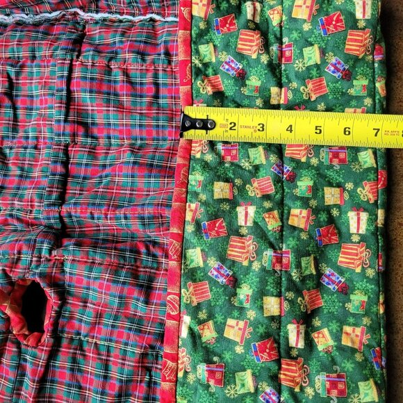 Square Quilted Christmas Tree Skirt Collar Gift Print Plaid Hand‎ Made 24" - Picture 5 of 9